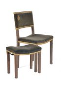 A George VI limed oak coronation chair and stool