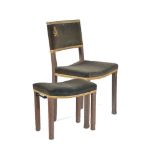 A George VI limed oak coronation chair and stool
