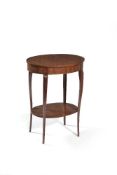 ϒ A French mahogany, parquetry, and rosewood banded occasional table, circa 1900