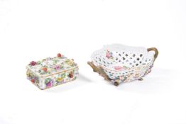 A Meissen (outside decorated) flower-encrusted rectangular box and cover