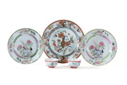 A Pair of Chinese 'Famille Rose' soup bowls, 18th century and other items