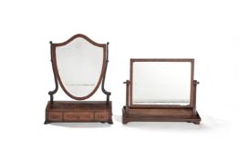 ϒ A mahogany and tulipwood crossbanded platform dressing table mirror in George III style