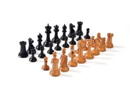 ϒ A Victorian boxwood and ebony Staunton pattern chess set, by Jaques of London, circa 1875