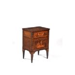 A North Italian walnut and marquetry inlaid pot cupboard, circa 1780