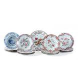 A set of four Chinese 'Famille Rose' plates and other examples