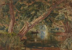 Albert Goodwin (British 1845-1932) The Wooded Lake