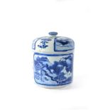 A Chinese blue and white jar and cover, Kangxi