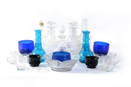 A selection of clear and coloured glass, various dates 19th and 20th centuries