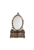 A Chinese export black and two tone gold lacquer platform dressing table mirror, second half 19th ce