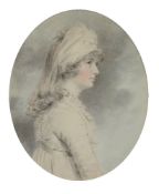 John Downman (British 1750-1824)Portrait of Miss Ellis as a young lady, in profile, in white frilled