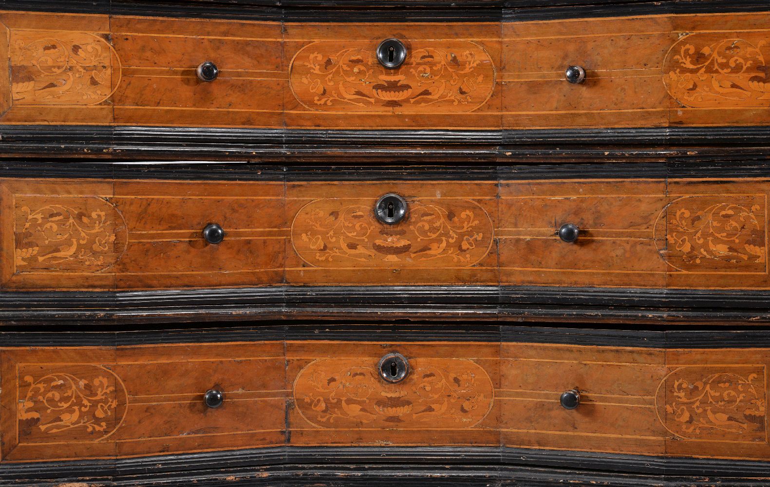 An Italian walnut and marquetry inlaid chest, c. 1700 - Image 2 of 3