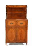 ϒ A George III rosewood, satinwood, and tulipwood banded secretaire chest, circa 1790