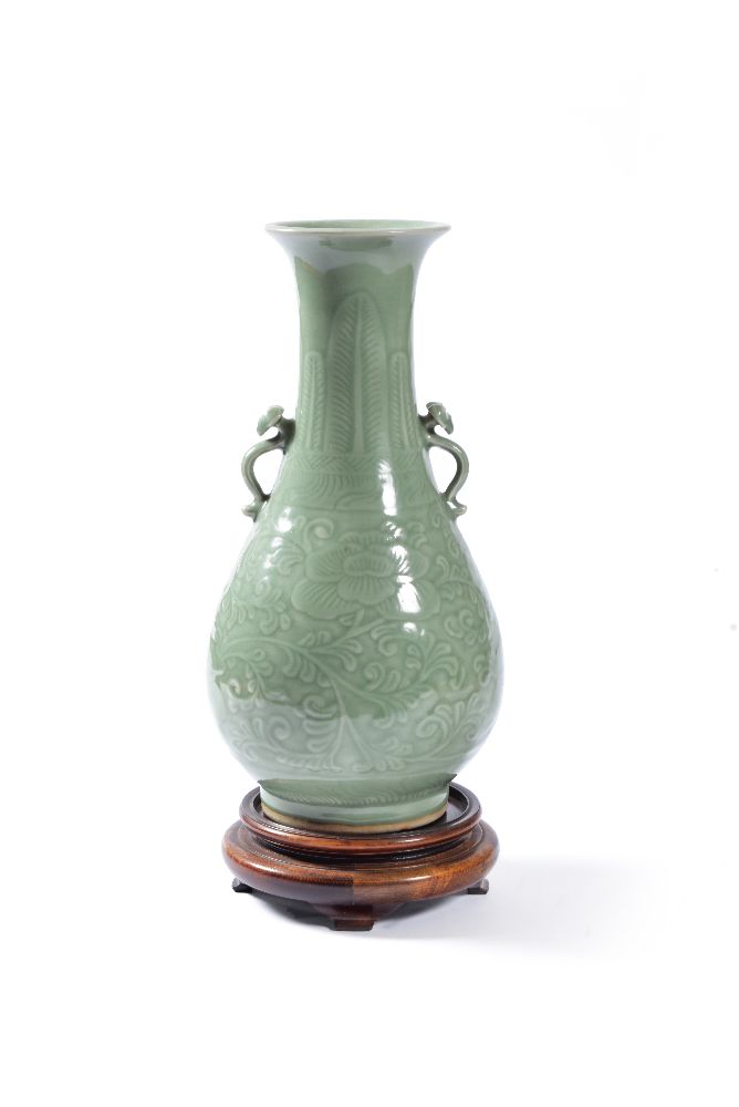 A Chinese Longquan style two handled vase