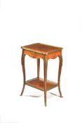 A French Kingwood, parquetry, and ormolu mounted occasional table, 19th century