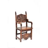An Italian carved walnut chair, circa1700