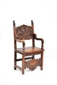 An Italian carved walnut chair, circa1700