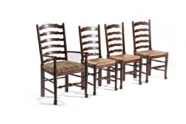 A set of eight ash ladder-back chairs, 20th century