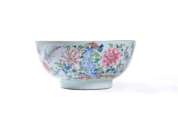 A large Chinese 'Famille Rose' punch bowl, Qianlong