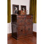 A Charles II snake wood, oak and walnut enclosed chest, circa 1660