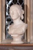 Georges Diebolt (French, 1816–1861), a sculpted white marble bust of a lady