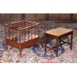 A George IV mahogany stool, together with a Victorian walnut Canterbury