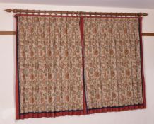 A suite of curtains, machine woven in the manner of crewelwork