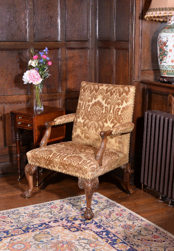 A George II walnut Gainsborough armchair
