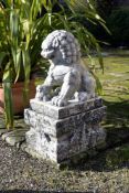 A pair of carved white marble dogs of Fo