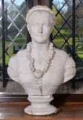 Tito Angelini (Italian, fl. 1806-1878), a sculpted white marble bust of a lady