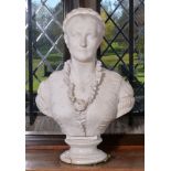 Tito Angelini (Italian, fl. 1806-1878), a sculpted white marble bust of a lady