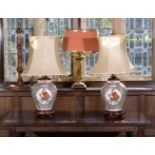 A pair of Limoges porcelain table lamps in Oriental taste