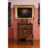 An oak chest on stand