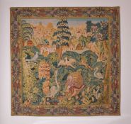 A printed panel in the style of a 17th century tapestry