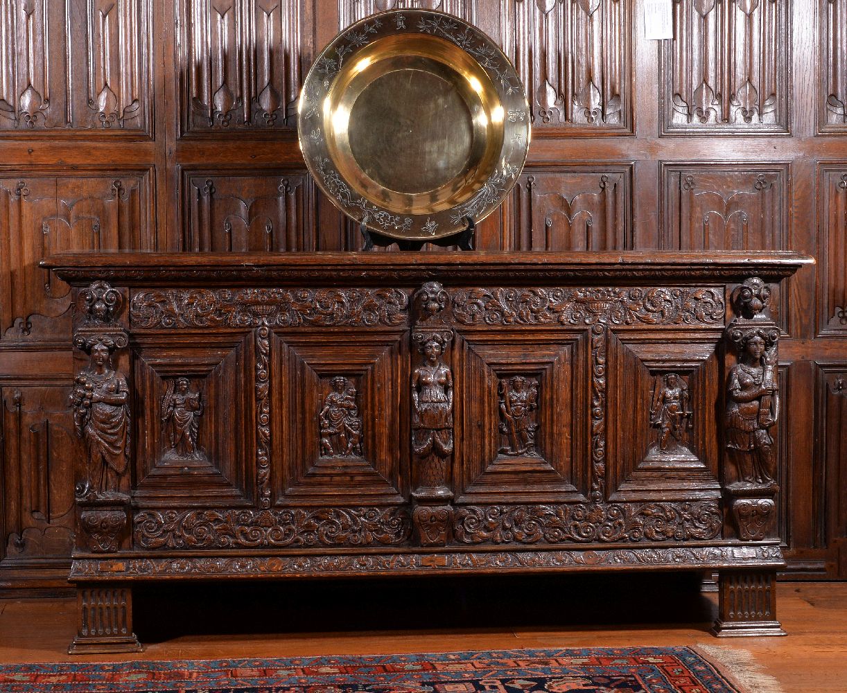 A Continental oak chest, French or Flemish, mid-17th century, - Image 2 of 3