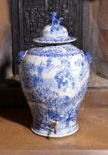 A large Chinese blue and white cistern and cover