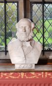 John Adams-Acton (British, 1830-1910), a carved white marble bust of a gentleman