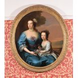 Circle of Charles Jervas (Irish 1675-1739) Portrait of Helen Gordon and her daughter, Helen Duff