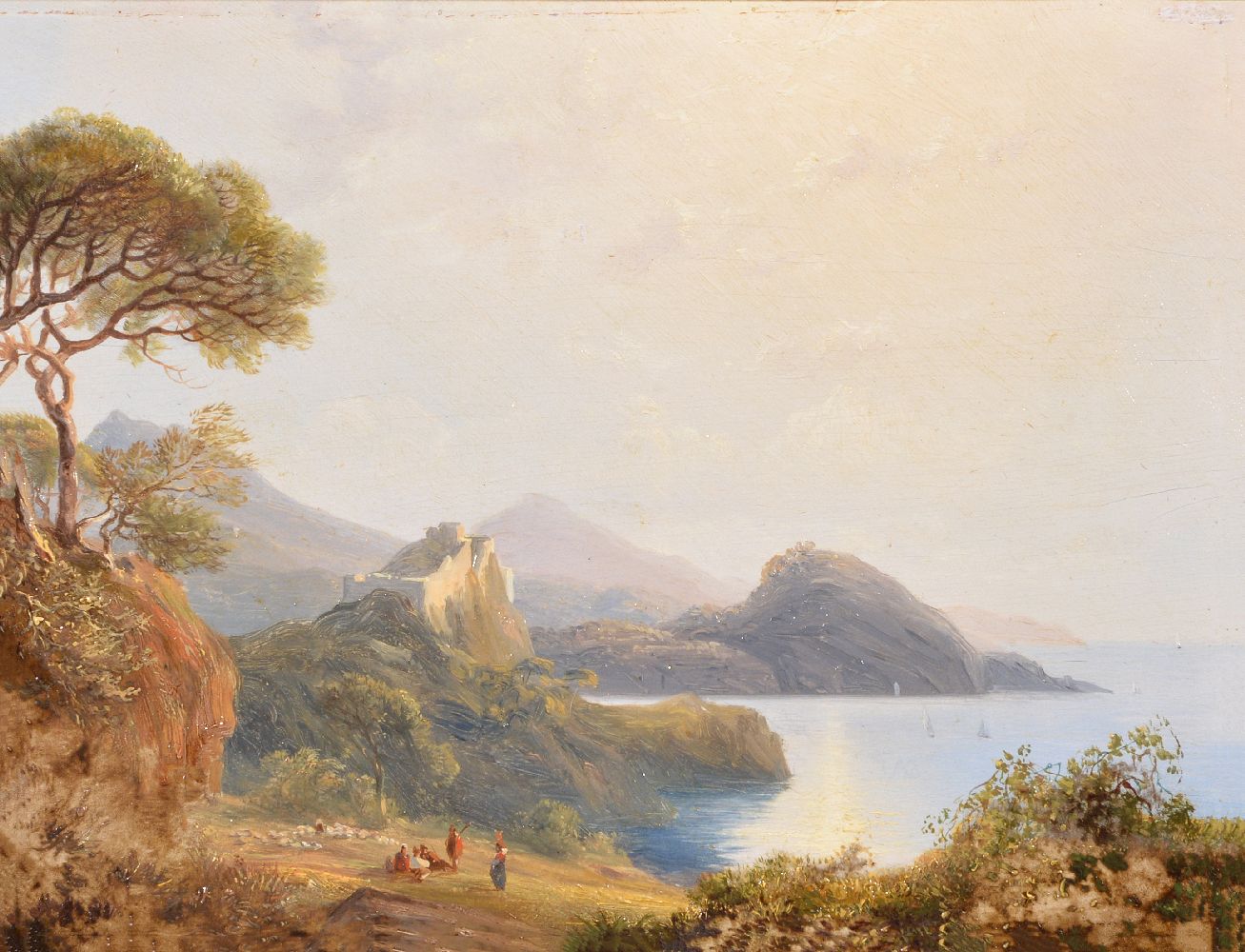 Circle of John H. Glover (British 1767-1849)Coastal landscape with a castle and figures - Image 2 of 2