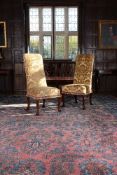 A pair of Queen Anne walnut high back chairs