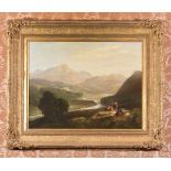 Welsh School (19th century)River landscape with figures in the foreground