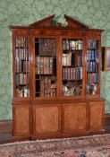 A George III mahogany breakfront library bookcase, circa 1780