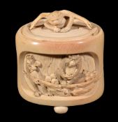 ϒ A Japanese Ivory Box and Cover
