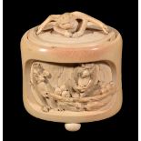 ϒ A Japanese Ivory Box and Cover