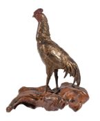 A Japanese Bronze Figure of a Cock