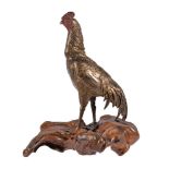 A Japanese Bronze Figure of a Cock