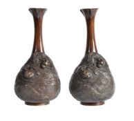 A Pair of Japanese Bronze Vases