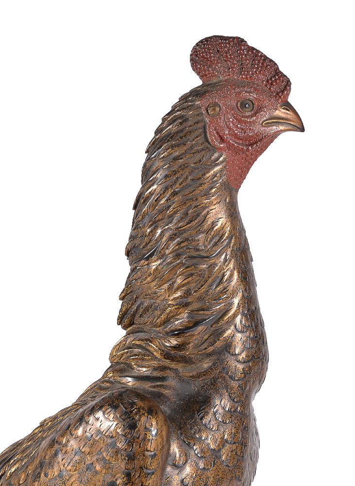 A Japanese Bronze Figure of a Cock - Image 4 of 4