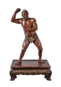 Style of Miya-O Eisuke: A Parcel Gilt Bronze Figure of a Boatman
