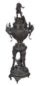 A Large Japanese Cast Bronze Vase and Stand