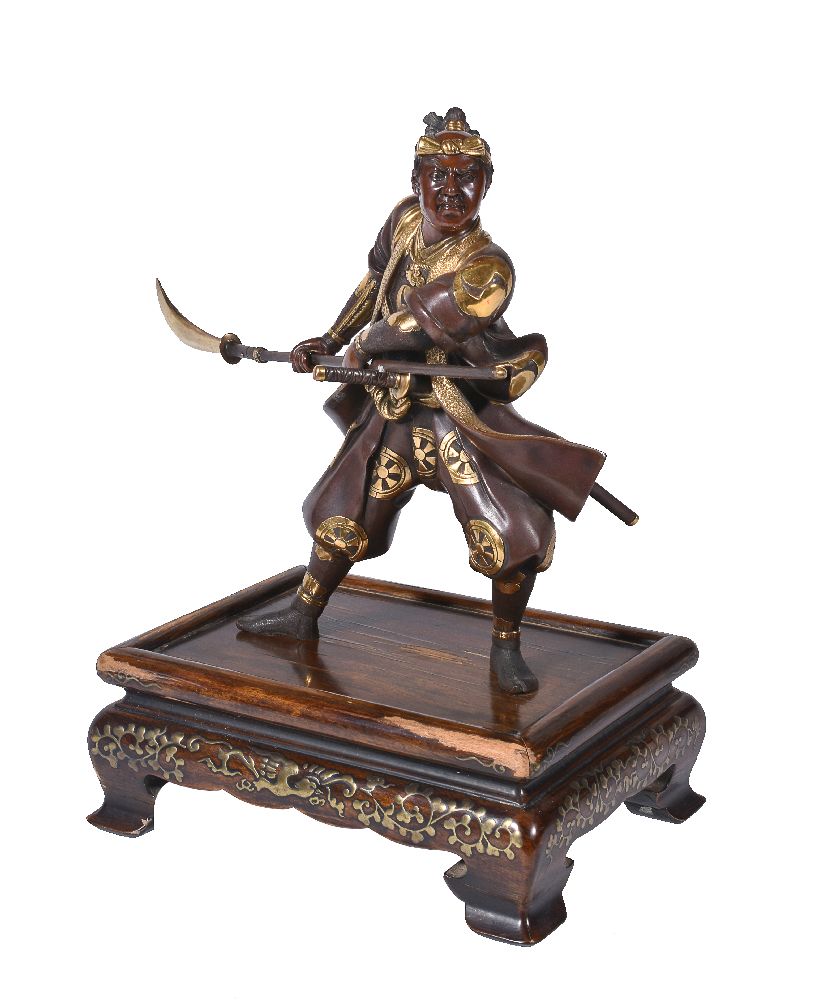 Akasofu Gyokko: A Parcel Gilt Bronze Figure of a warrior - Image 2 of 5